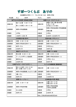 年会費： 大人 500円 第2～4土曜 9：00～17：00 第1・2・4日曜 9：00