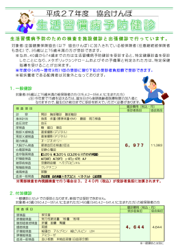 平成27年度協会けんぽ生活習慣病予防健診のご案内