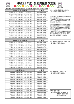 平成27年度 乳幼児健診予定表