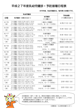 平成27年度 乳幼児健診 日程表【PDF（53KB）】