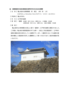 【 名 称 】亀山城本丸東南隅櫓 附 鬼瓦 1棟 附 1対 【 所在地
