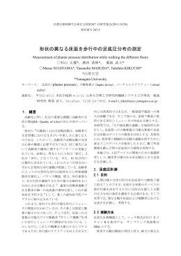 形状の異なる床面を歩行中の足底圧分布の測定
