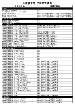 生産終了品・代替品互換表