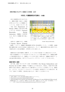 NREL で藻類研究が活発に - 新エネルギー・産業技術総合開発機構