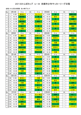 2013かんぽカップ U－8 京都市少年サッカーリーグ日程