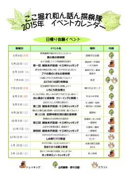 2015年 ここ掘れ和ん話ん探検隊イベントカレンダー（PDF）