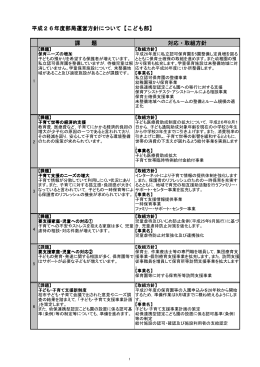 平成26年度部局運営方針について【こども部】 課 題 対応・取組方針