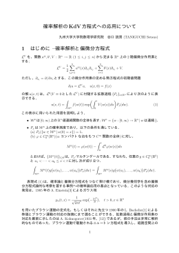 確率解析のKdV方程式への応用について 1 はじめに &ndash;確率解析と偏微分