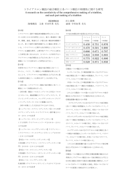 トライアスロン競技の総合順位と各パート順位の相関性に関する研究 A