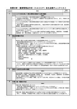 危害分析・重要管理点方式（HACCP）自主点検チェックリスト