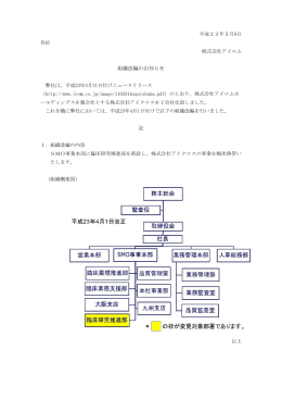 組織改編のお知らせを更新致しました。