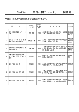 第46回 「史料公開ニュース」 図書館