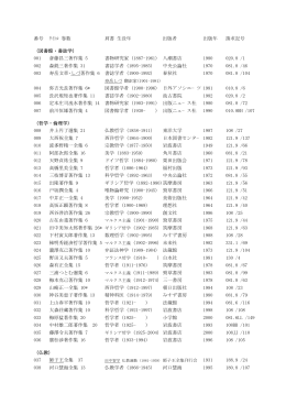 番号 ﾀｲﾄﾙ 巻数 肩書 生没年 出版者 出版年 請求記号 （図書館・書誌学
