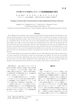 カキ肉エキスを投与したラットの血清亜鉛濃度の変化