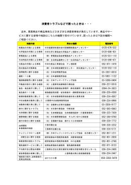 消費者トラブルなどで困ったときは・・・