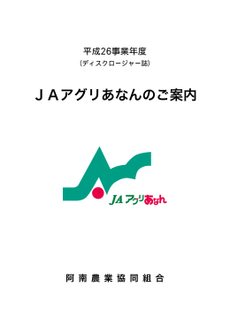 ディスクロージャー - JA アグリあなん・公式サイト