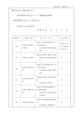 議第178号から議第196号まで 指定管理者の指定について（保健福祉局