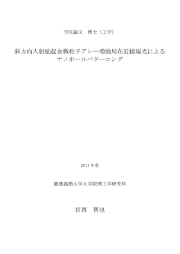 斜方向入射励起金微粒子アレー増強局在近接場光による ナノホール
