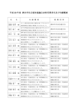 受賞者名簿・経歴 - 酒田市社会福祉協議会
