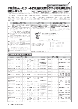 子宮頸がん・ヒブ・小児用肺炎球菌ワクチンの無料接種を 開始