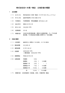 株式会社佐々木馬一商店 立地計画の概要
