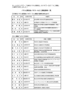 パネル講演会パネラー＆ミニ講義講師一覧