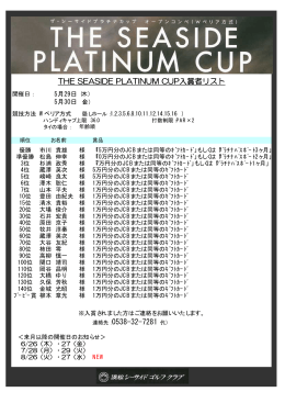 連絡先：0538-32-7281（代） THE SEASIDE PLATINUM CUP入賞者リスト
