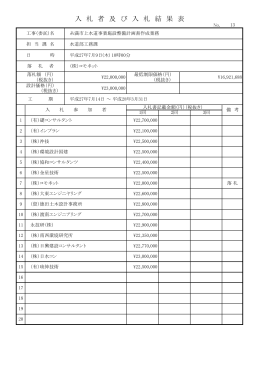 入 札 者 及 び 入 札 結 果 表