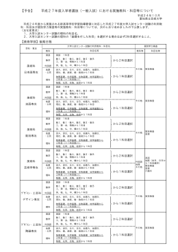 平成27年度入学者選抜（一般入試）における実施教科・科目等について