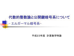 代数的暗号系の研究 十分大きな鍵も扱えるElGamal暗号系の実現