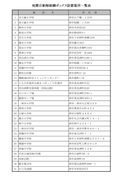 地震自動解錠鍵ボックス設置箇所一覧表