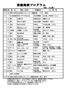 時間 順 種 目 題名（曲名） 所属団体 出 演 者 河内 だんじり 司会 江口眞一