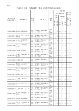 平成27年度 実施機関一覧表（石巻市医師会の会員）