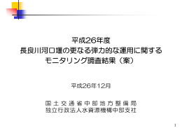 平成26年度 長良川河口堰の更なる弾力的な運用に関する モニタリング