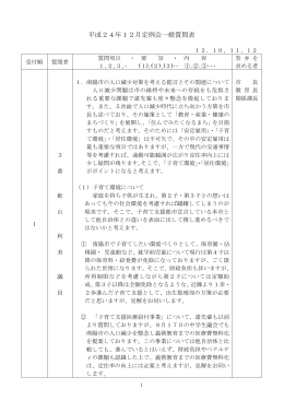 平成24年12月定例会一般質問表