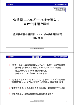 分散型エネルギーの社会導入に 向けた課題と展望