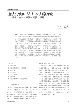 違法労働に関する法的対応  規範・主体・手法の概要と課題（PDF:770KB）