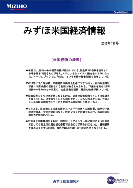 みずほ米国経済情報（2015年1月号）(PDF/557KB)