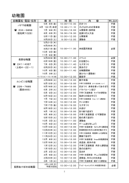 幼稚園 園開放行事一覧（平成27年度） [PDFファイル／116KB]