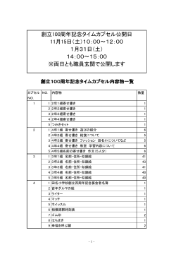 創立100周年記念タイムカプセル公開日 11月15日（土）