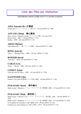 Liste des films par r&eacute;alisateur - Maison de la Culture du Japon &agrave; Paris