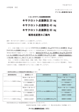 キサクロット点滴静注 20 mg キサクロット点滴静注 40 mg キサクロット