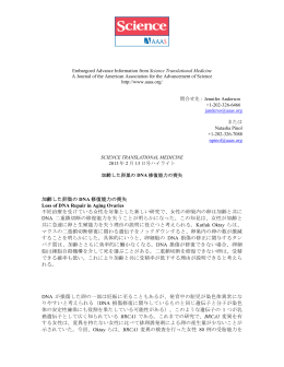 加齢した卵巣の DNA 修復能力の喪失 Loss of DNA