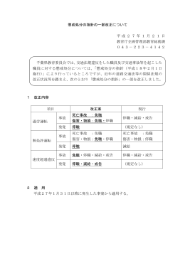 懲戒処分の指針の一部改正について 平成27年1月21日 教育