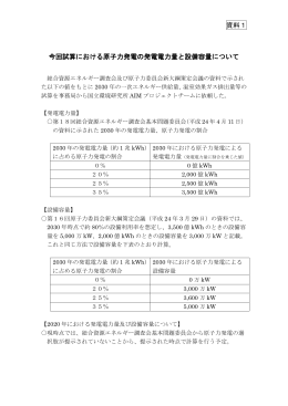 資料1 今回試算における原子力発電の発電電力量と設備容量について