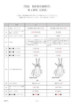 『図説 獣医衛生動物学』 第 1 刷用 正誤表