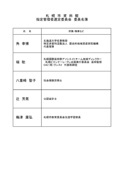 角 幸博 端 聡 八重﨑 聖子 辻 芳晃 梅津 康弘 札 幌 市 資 料 館 指定