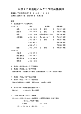 平成25年度睦ハムクラブ総会議事録