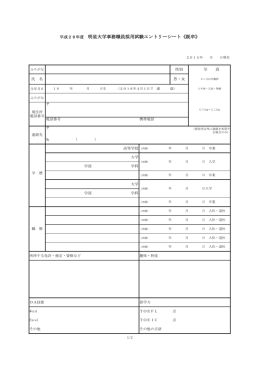 平成28年度 明星大学事務職員採用試験エントリーシート《既卒》