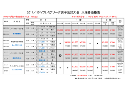 2014／15 Vプレミアリーグ男子愛知大会 入場券価格表